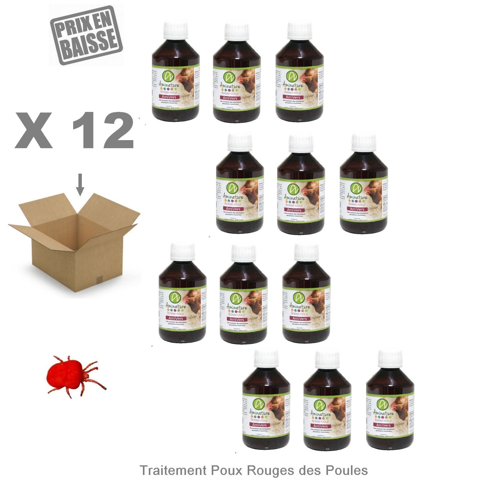 Amipoux Traitement Poux Rouges Poules Pack 12 X 250ml