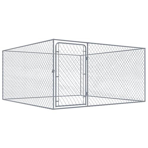 Chenil Exterieur Pour Chiens Acier Galvanise 2x2x1 M 9