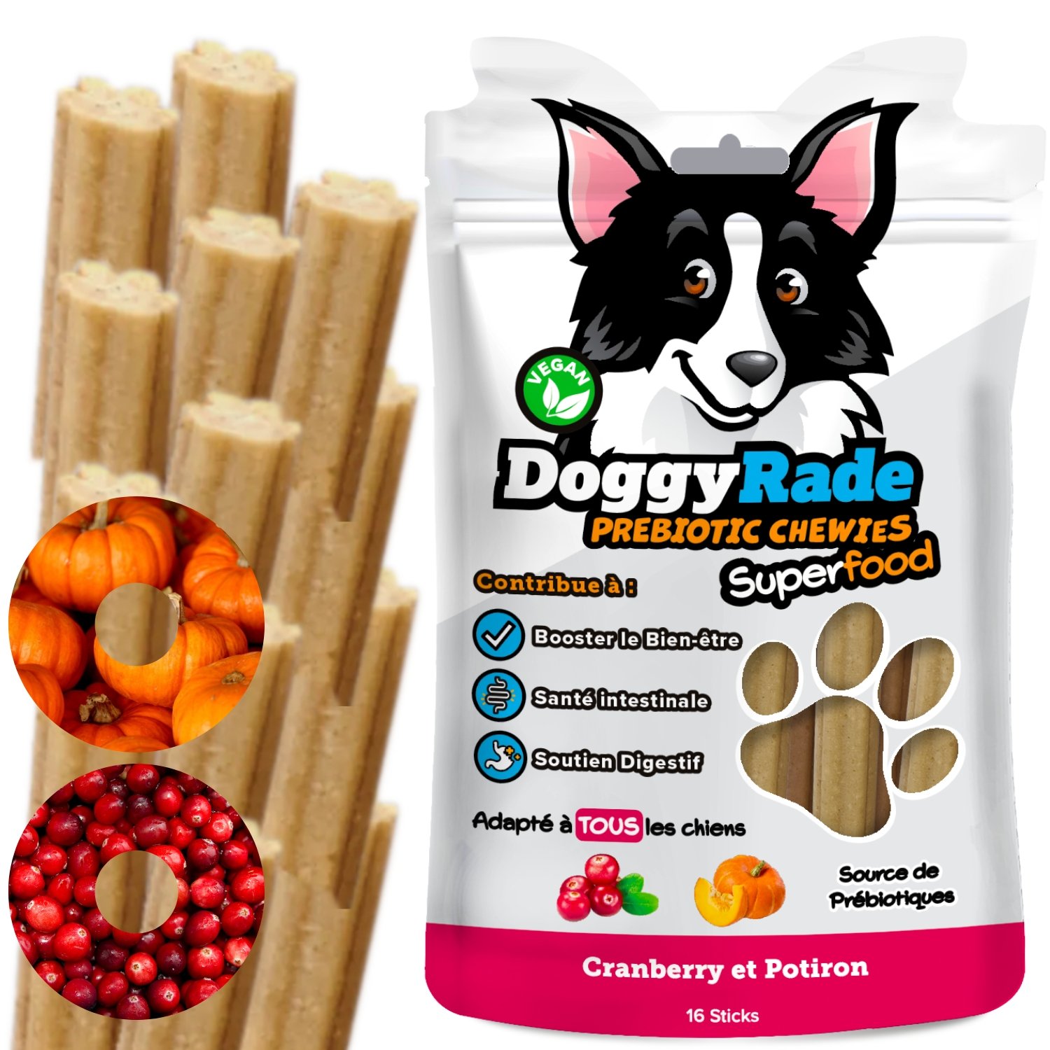 Friandises Prebiotiques A Macher Pour Chien Cranberry Potiron